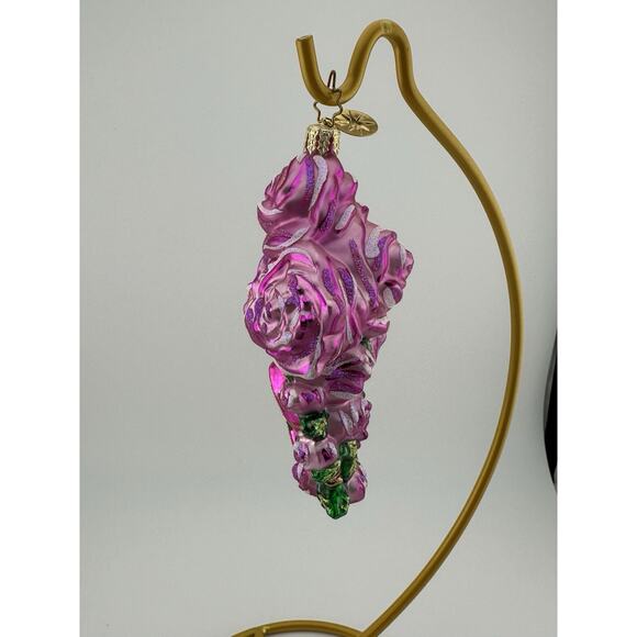 Christopher Radko "Pretty Petals" Breast Cancer Pink Roses Ornament 5" With Box - Picture 3 of 9